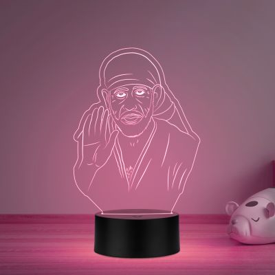 3D Illusion Sai Baba Night lamp multicolored Light Office and Pooja Room Decor